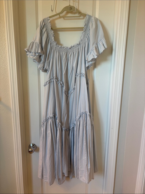 Free People Dresses & Skirts - Free People Pale Blue Ruffle Maxi Dress